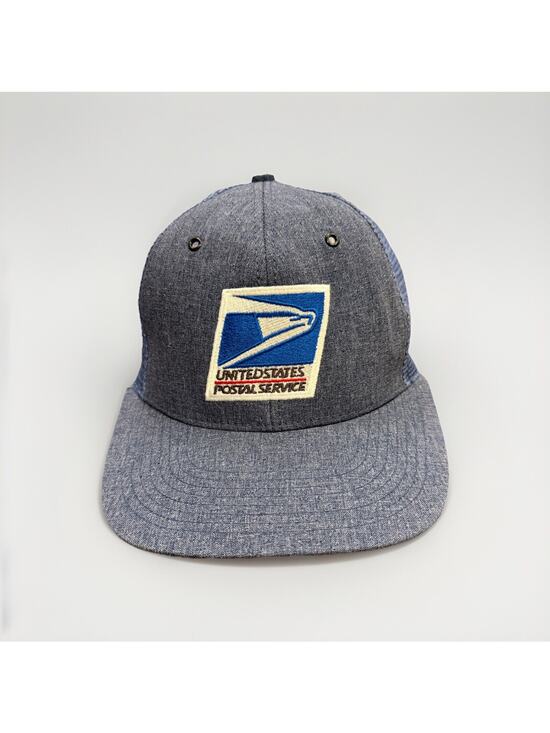 Vintage USPS Mens Blue Post Service Adjustable Snapback Trucker Hat Mesh Cap USA